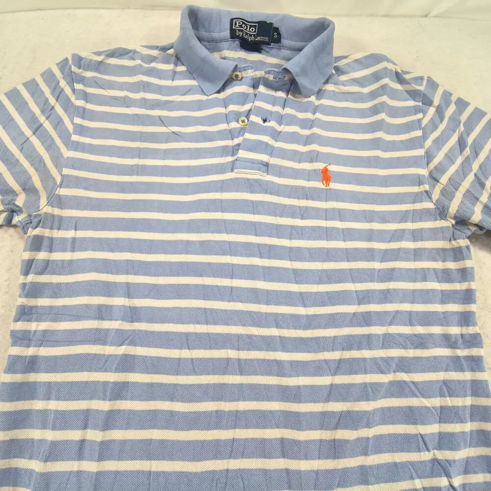 Polo by Ralph Lauren Short Sleeve Collared Polo Shirt Mens Size S Blue White